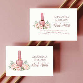 Elegant Floral Nail Artist Business 名刺