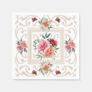 Elegant Floral Napkin スタンダードカクテルナプキン