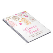 Elegant Floral Orange and Pink Bridal Shower ノートブック (右側)