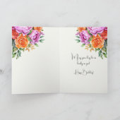 Elegant Floral Orange Pink Peonies Happy Birthday カード (内部)