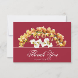 Elegant Floral Orchid & Lily Bridal Thank You Card サンキューカード