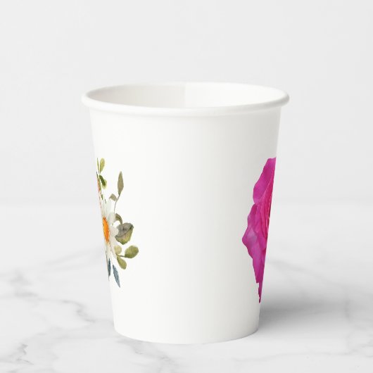 Elegant Floral Paper Cups – Soft Botanical Design 紙コップ (左)