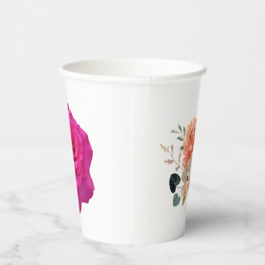 Elegant Floral Paper Cups – Soft Botanical Design 紙コップ (右)