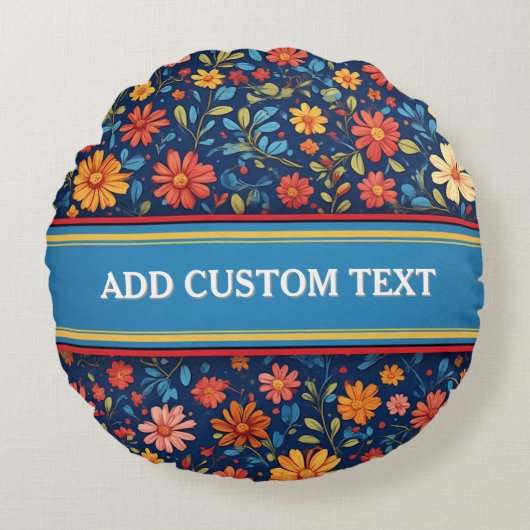 Elegant Floral Pattern ラウンドクッション (正面)