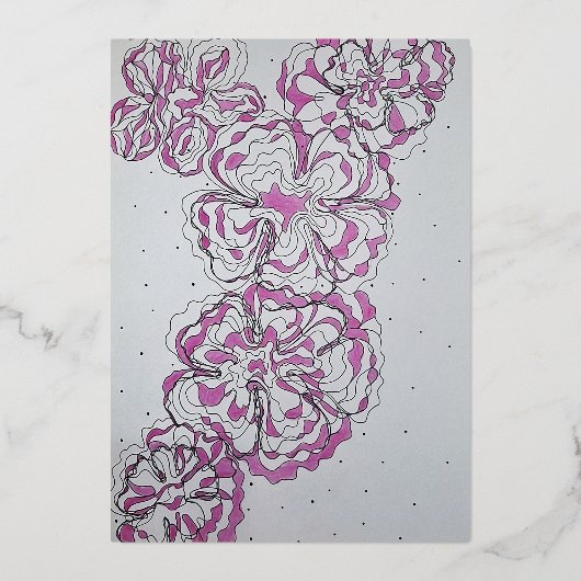 Elegant floral pattern 箔招待状 (正面)