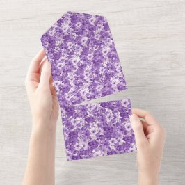Elegant floral pattern in purple tones オールインワン招待状