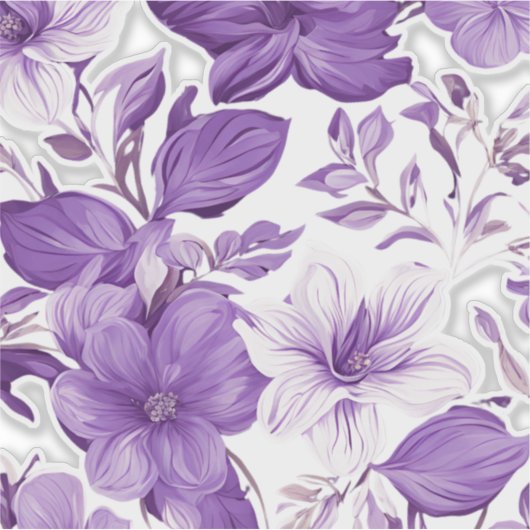 Elegant floral pattern in purple tones シール (正面)