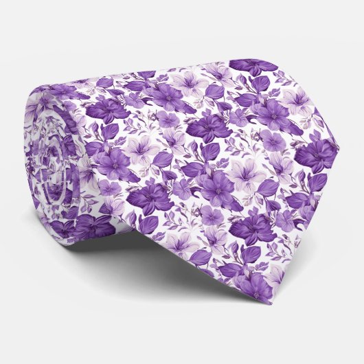 Elegant floral pattern in purple tones ネクタイ (ロール)