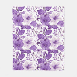 Elegant floral pattern in purple tones フリースブランケット