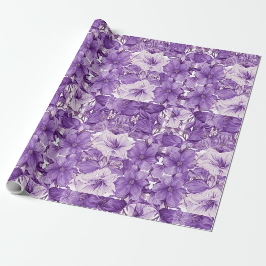 Elegant floral pattern in purple tones ラッピングペーパー (アンロールド)