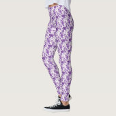Elegant floral pattern in purple tones レギンス (左)