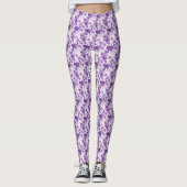 Elegant floral pattern in purple tones レギンス (正面)