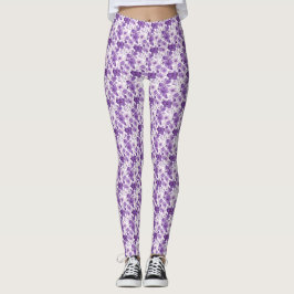 Elegant floral pattern in purple tones レギンス
