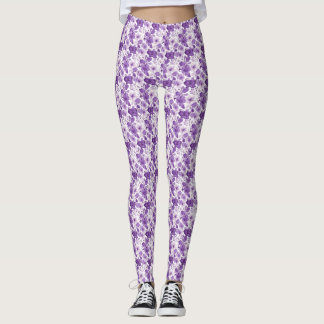 Elegant floral pattern in purple tones レギンス