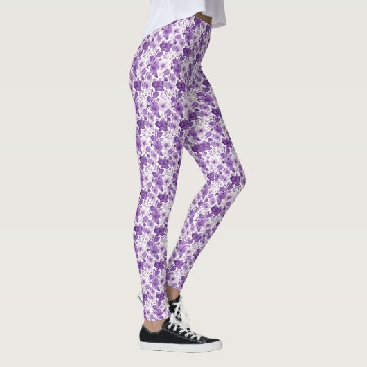 Elegant floral pattern in purple tones レギンス (右)