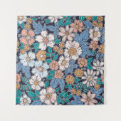 Elegant floral pattern in small hand draw flower. タペストリー (正面(横))