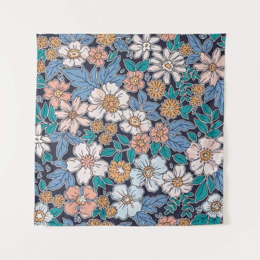 Elegant floral pattern in small hand draw flower. タペストリー (正面)