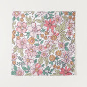 Elegant floral pattern in small hand draw flower. タペストリー (正面(横))