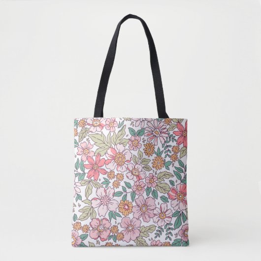 Elegant floral pattern in small hand draw flower. トートバッグ (正面)