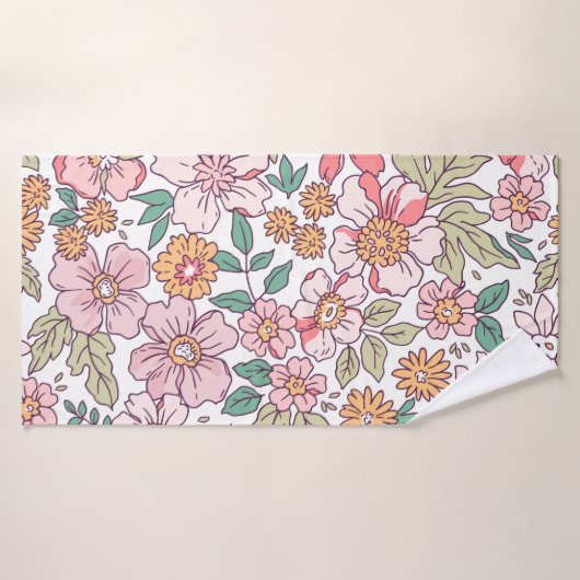 Elegant floral pattern in small hand draw flower.  バスタオル (バスタオル)