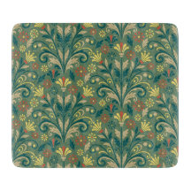 Elegant Floral Pattern in Yellow and Red on Green