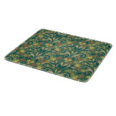 Elegant Floral Pattern in Yellow and Red on Green カッティングボード (角)