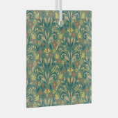 Elegant Floral Pattern in Yellow and Red on Green ガラスオーナメント (正面右)