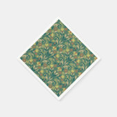 Elegant Floral Pattern in Yellow and Red on Green スタンダードカクテルナプキン (角)