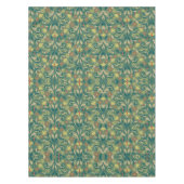 Elegant Floral Pattern in Yellow and Red on Green テーブルクロス (正面)