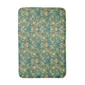 Elegant Floral Pattern in Yellow and Red on Green バスマット (正面縦)