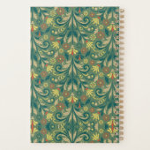 Elegant Floral Pattern in Yellow and Red on Green プランナー手帳 (裏面)