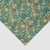 Elegant Floral Pattern in Yellow and Red on Green 薄葉紙 (詳細)