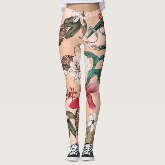 Elegant Floral Pattern Leggings レギンス (正面)