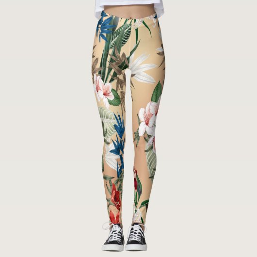 Elegant Floral Pattern Leggings レギンス (正面)