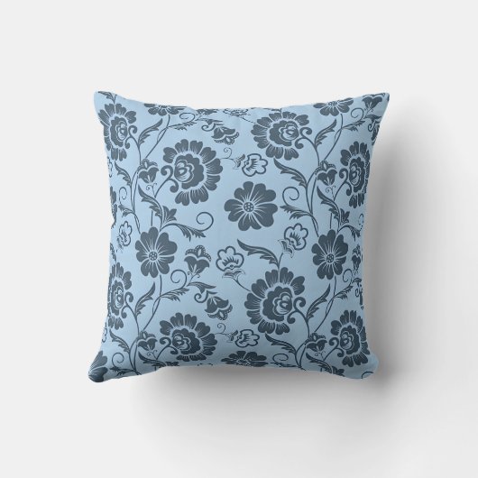 Elegant Floral Pattern on Light Blue Back クッション (裏面)