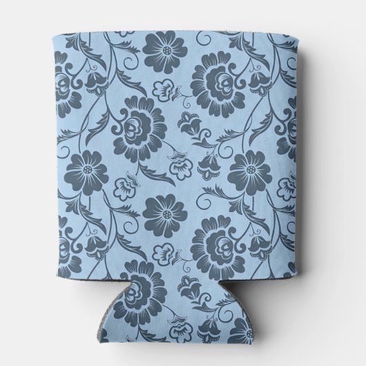 Elegant Floral Pattern on Light Blue Back 缶クーラー (裏面)