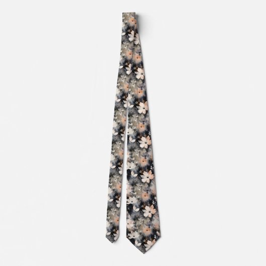 Elegant Floral Pattern Trendy Botanical ネクタイ (裏面)