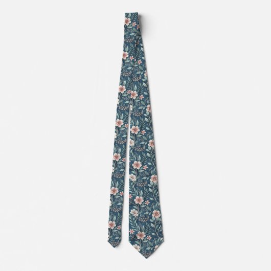 Elegant Floral Pattern with Pink & Cream Blossoms ネクタイ (裏面)