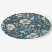 Elegant Floral Pattern with Pink & Cream Blossoms ペーパープレート (アングル)