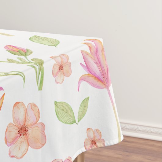 Elegant Floral Pattern with Pink Peonies and Lilie テーブルクロス (インサイチュ)