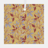 Elegant Floral Pattern with Red and Blue Leaves ガラスオーナメント (裏面)