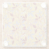 Elegant Floral Pattern with Red and Blue Leaves ガラスコースター (裏面)