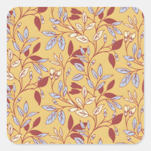 Elegant Floral Pattern with Red and Blue Leaves