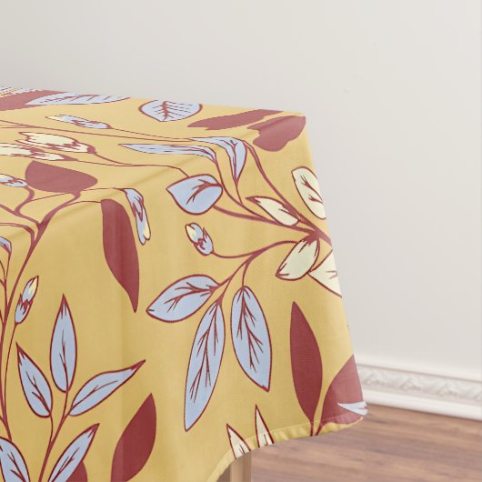 Elegant Floral Pattern with Red and Blue Leaves テーブルクロス (インサイチュ)