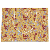 Elegant Floral Pattern with Red and Blue Leaves ラージペーパーバッグ (正面)