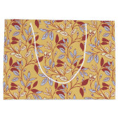 Elegant Floral Pattern with Red and Blue Leaves ラージペーパーバッグ (裏面)