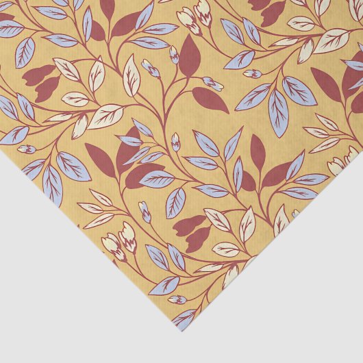 Elegant Floral Pattern with Red and Blue Leaves 薄葉紙 (詳細)