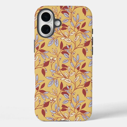 Elegant Floral Pattern with Red and Blue Leaves Case-Mate iPhoneケース (裏面)