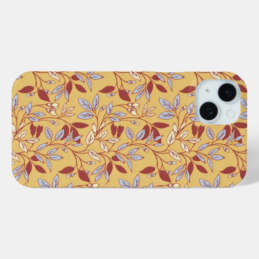 Elegant Floral Pattern with Red and Blue Leaves Case-Mate iPhoneケース (裏面 (横))