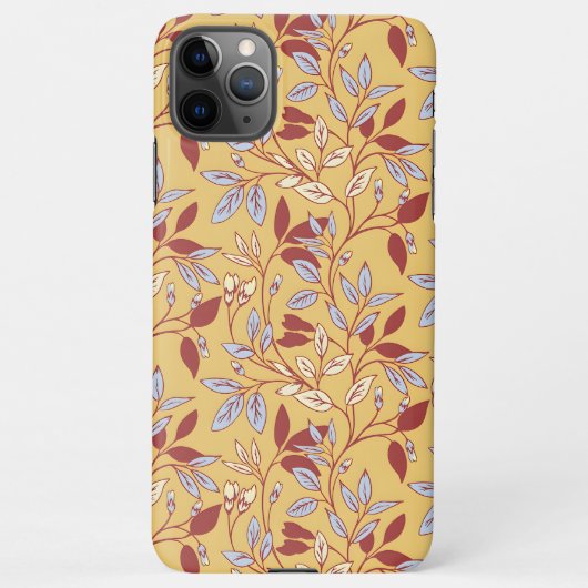 Elegant Floral Pattern with Red and Blue Leaves iPhoneケース (裏面)